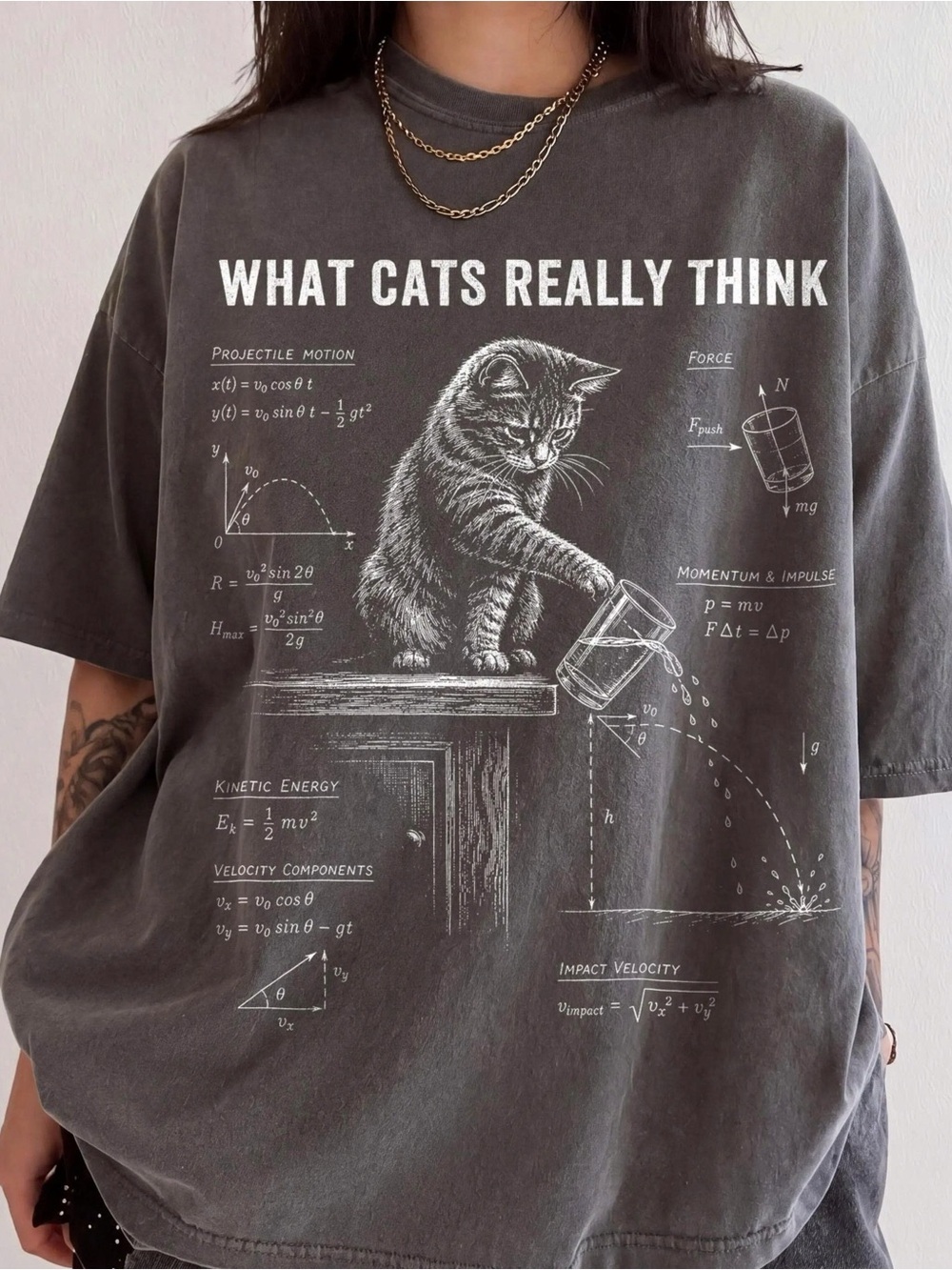 What Cats Really Think Graphic Cat T-Shirt - Pepper